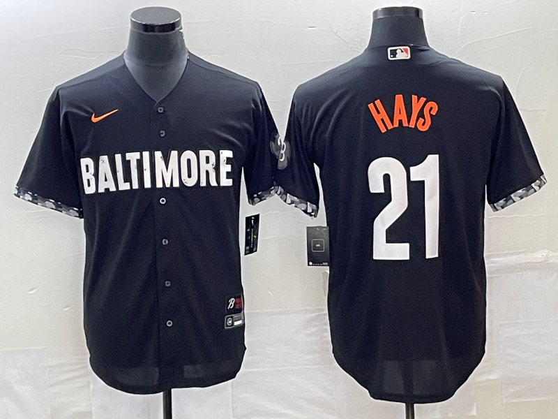 Men's Baltimore Orioles Austin Hays #21 Black 2023 City Connect Jersey